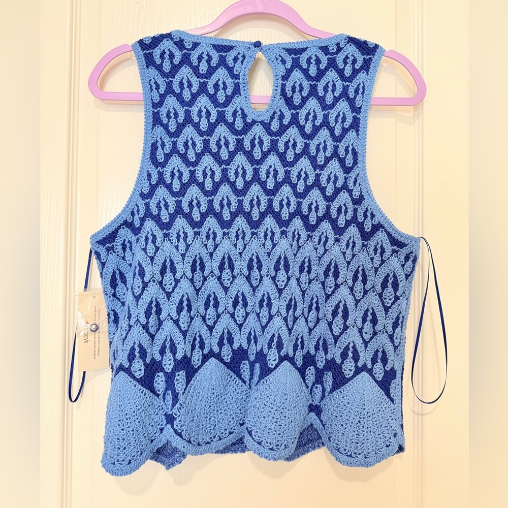 On 34th x Alix Friedberg Blue Lace 2-Piece Set NWT Scalloped Hem Top L Skirt M - Picture 9 of 12